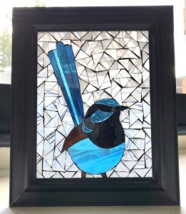 Glass Mosaic of Small Blue Bird