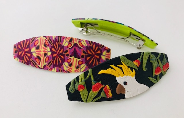 Colourful Patterned Polymer Clay Barrettes