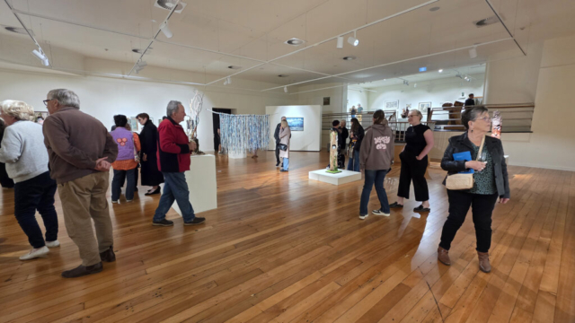 Looking up into the Margaret Scott Gallery